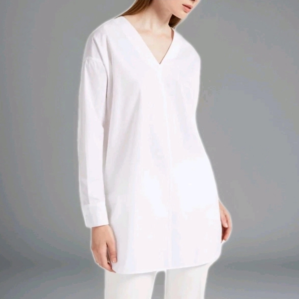 Max Mara Oversized Jolly Tunic Shirt Plus 16W Crisp White Italian Cotton Nwt$563